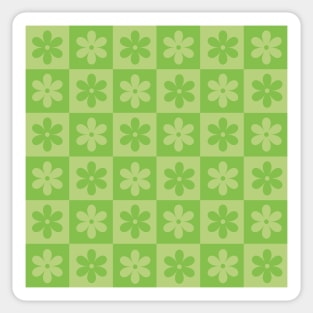 Floral Checkered Pattern in Green Sticker